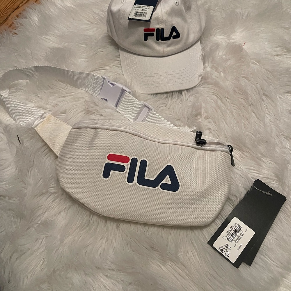 Fila White Cap and Bag Duo